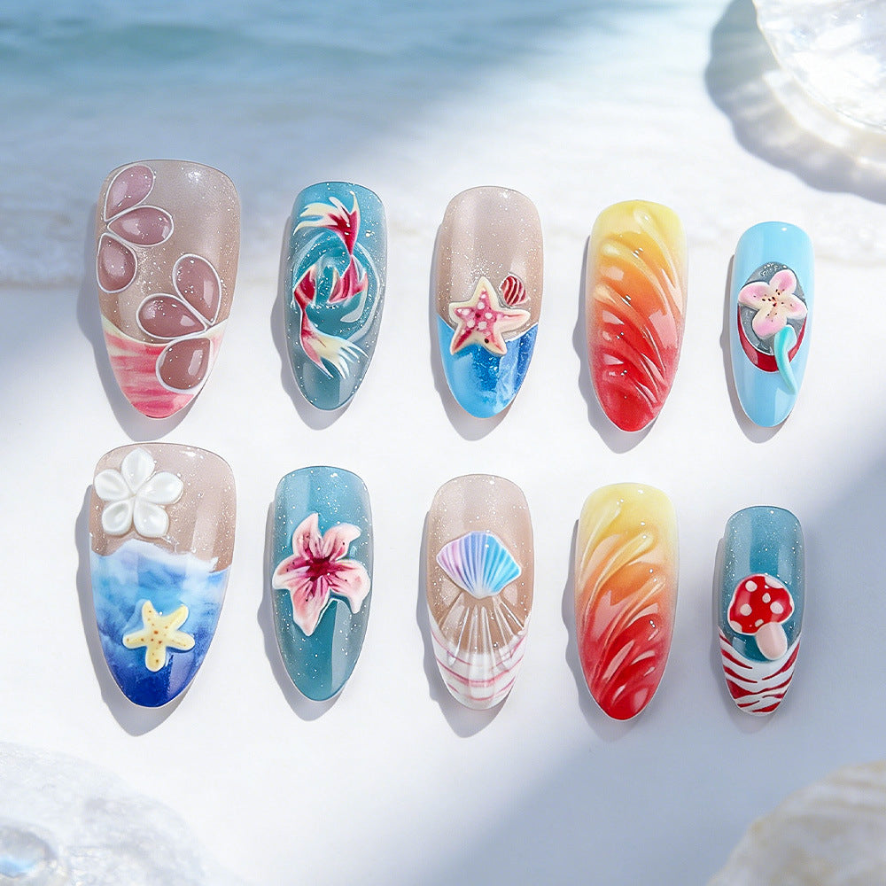 Artistic Marine-Themed Press-On Nails Kalsten