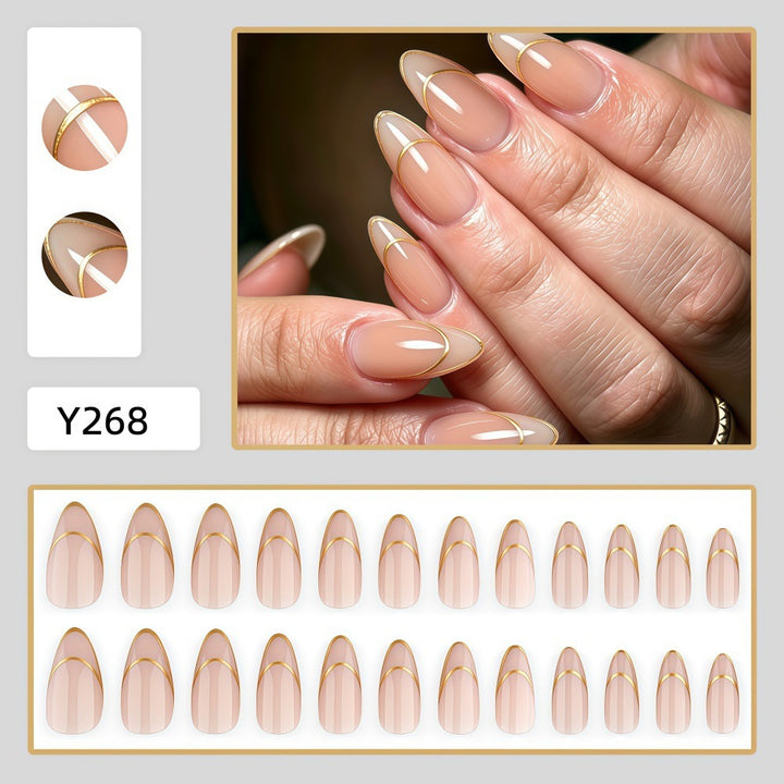 Artificial nails with elegant gold lines Kalsten