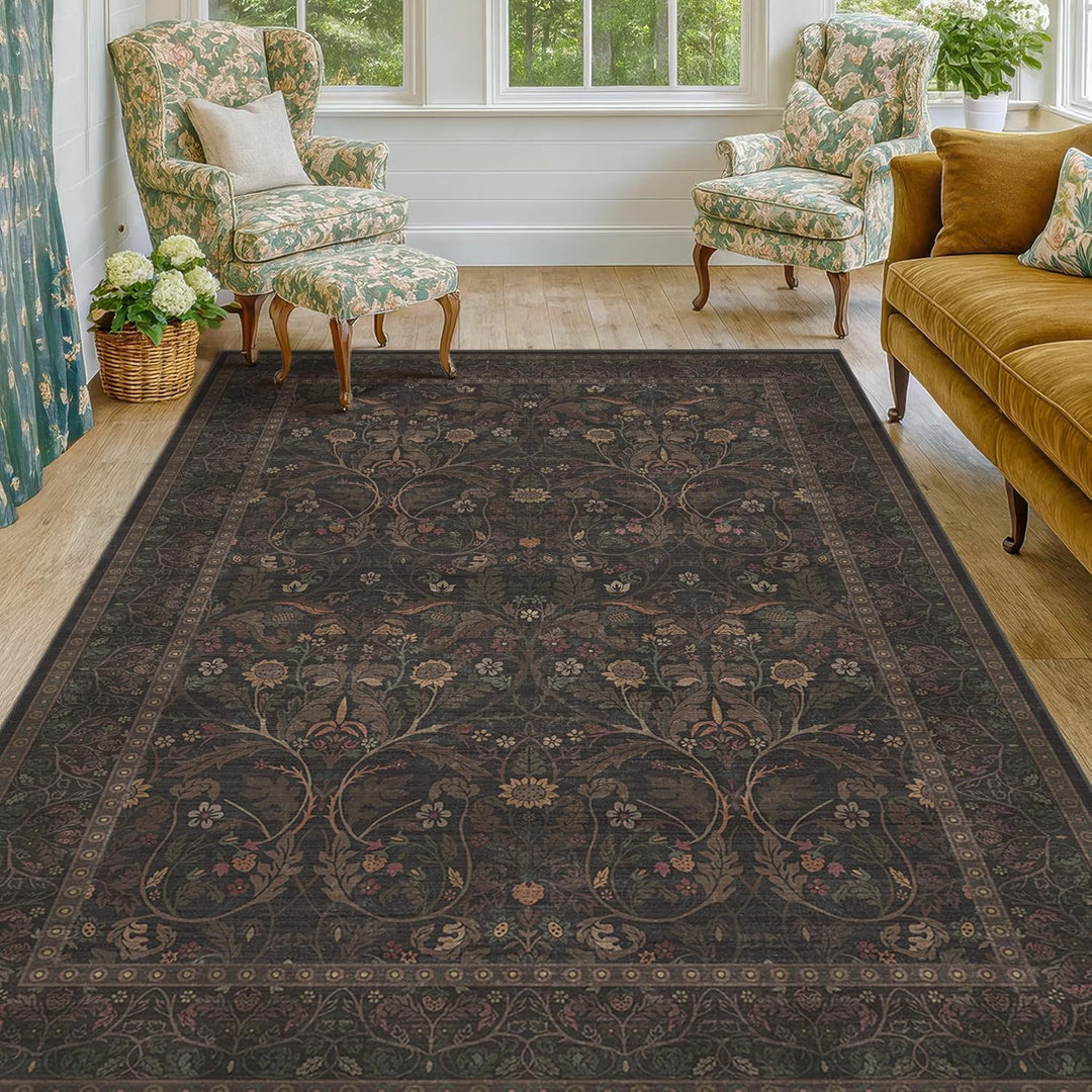 Vintage Floral Pattern Area Rug