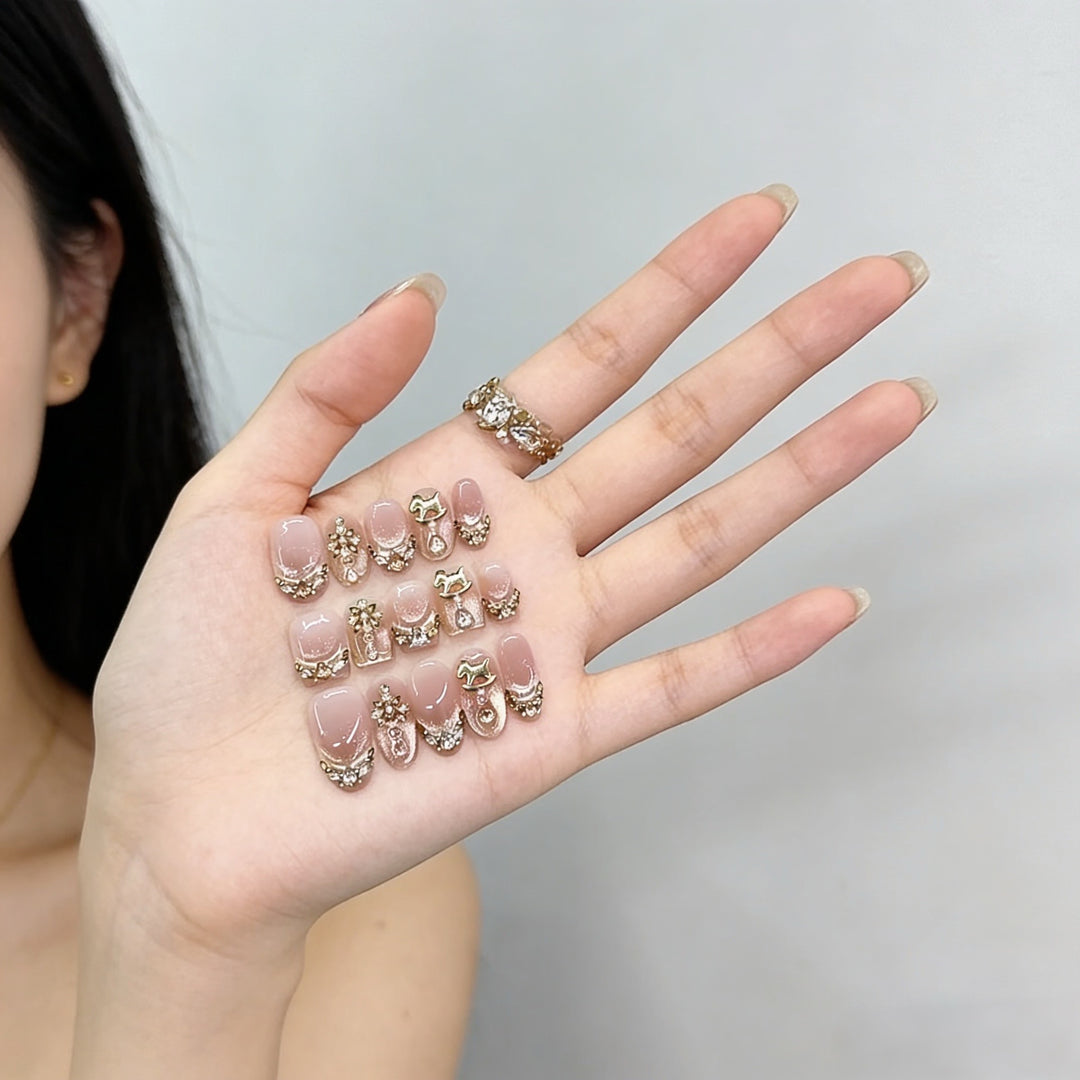 Decorative Press-On Nail Art Set with Elegant Embellishments Kalsten