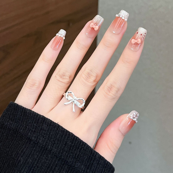 Elegantly Designed Crystal-Embellished Press-On Nail Set Kalsten