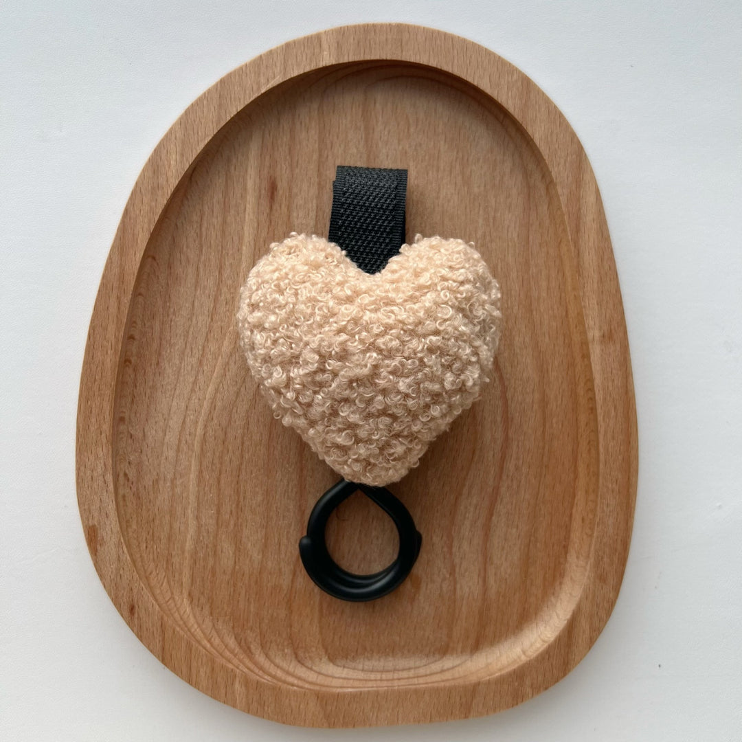 Plush Heart Pacifier Holder with Silicone Teething Ring