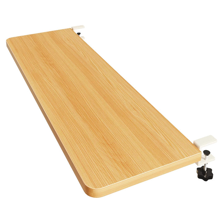 Clamp-On Under-Table Folding Wooden Laptop Shelf with Steel Support Rails