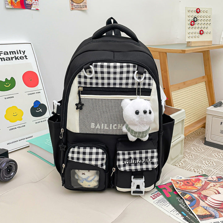 Trendy Checked Multifunctional Backpack