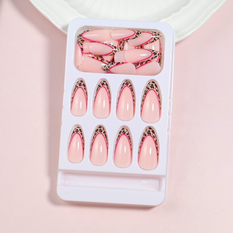 Artistic Stiletto Press-On Nail Set with Leopard Print Accents Kalsten