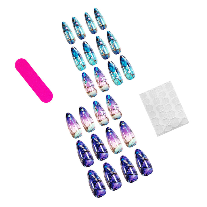 Exclusive stiletto artificial nails with glitter and ombre design Kalsten