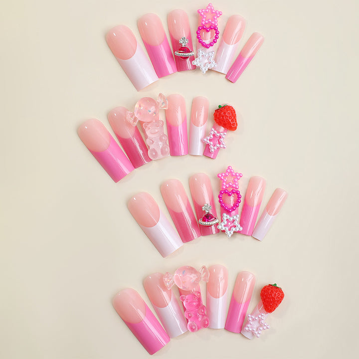 Decorative False Nail Art Set with 3D Embellishments kalsten
