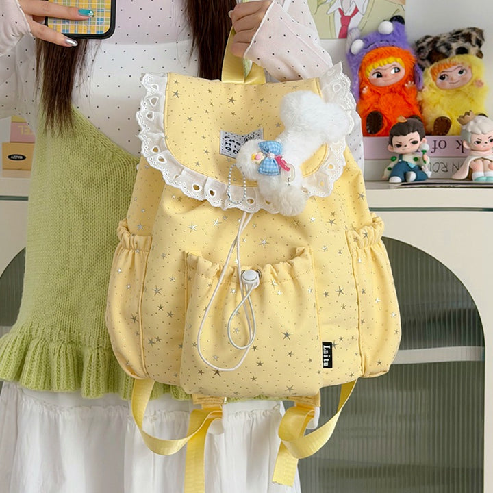 Star Print Ruffled Backpack Kalsten