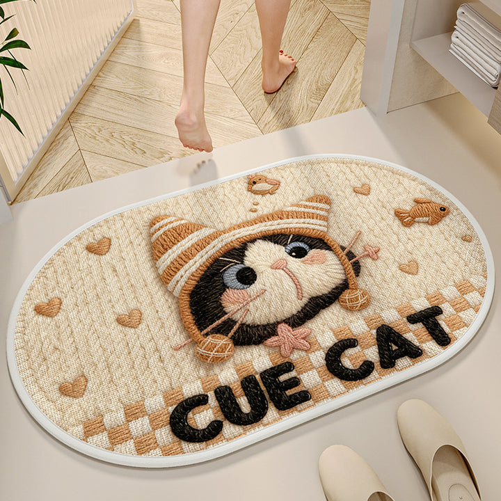 Decorative Cat-Themed Bath Mat Kalsten