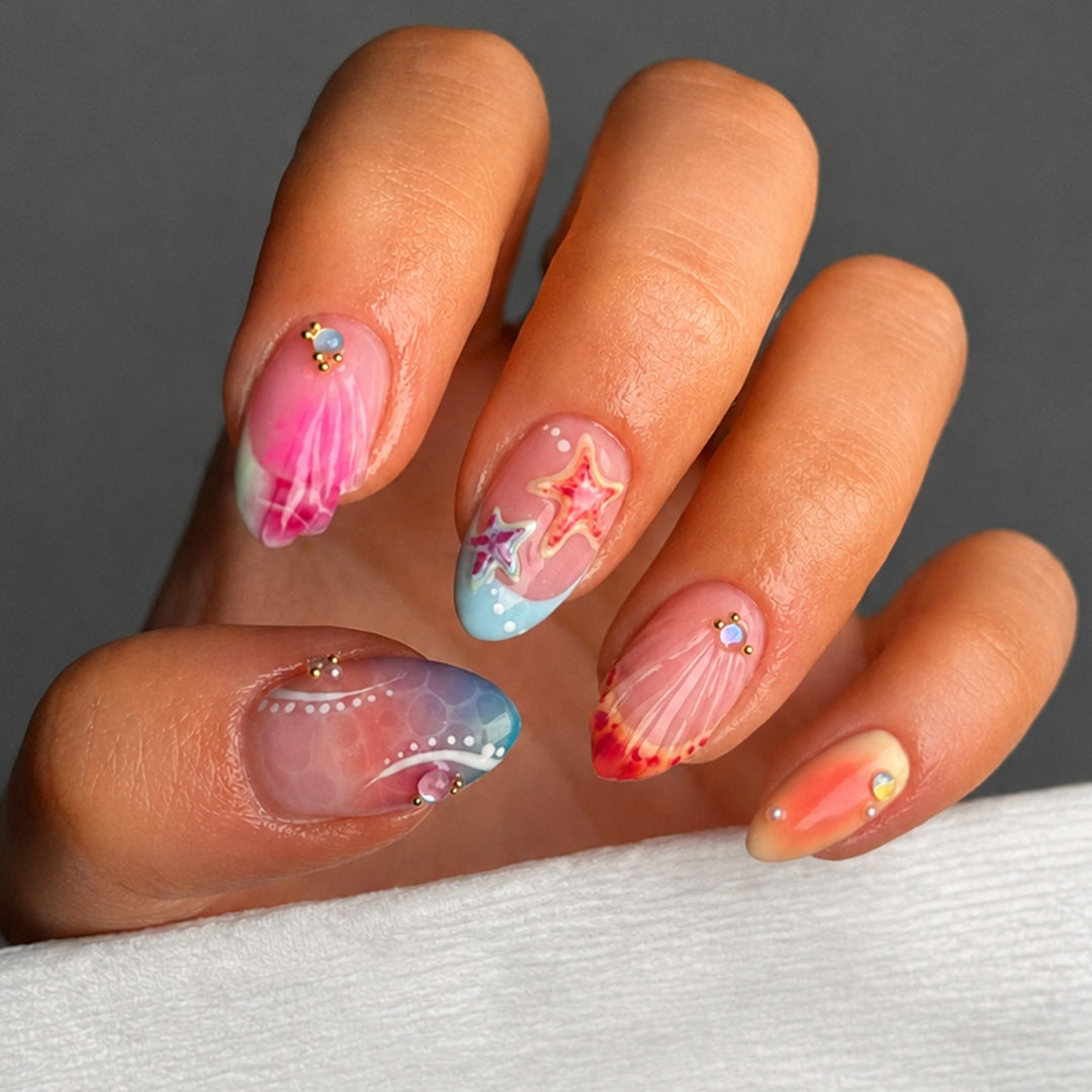 Art nail set with colorful accents and striking designs Kalsten