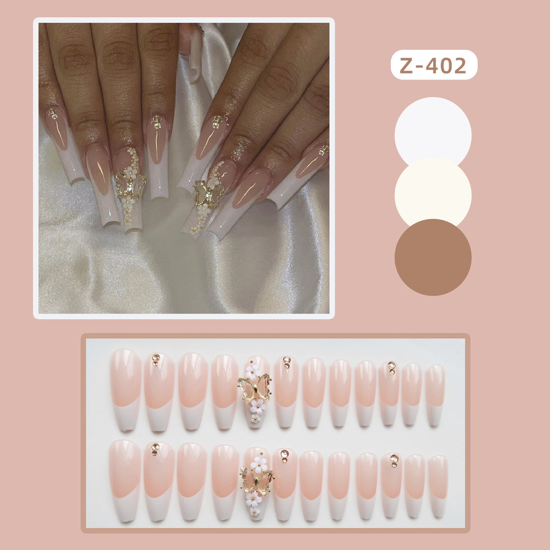 Luxury Press-On Nail Art with Floral Accents Kalsten