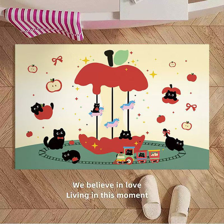 Playful Cartoon Apple-Themed Area Rug Kalsten