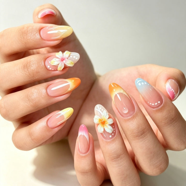 Floral and Ombre Press-On Nail Art Set Kalsten