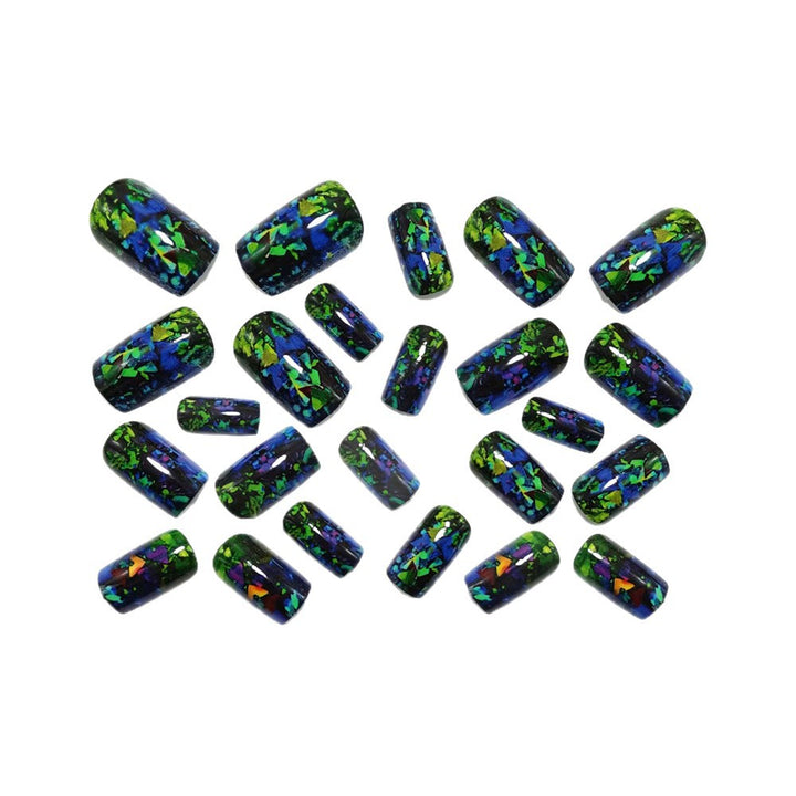 Artificial nails with sparkling glitter design and holographic accents Kalsten