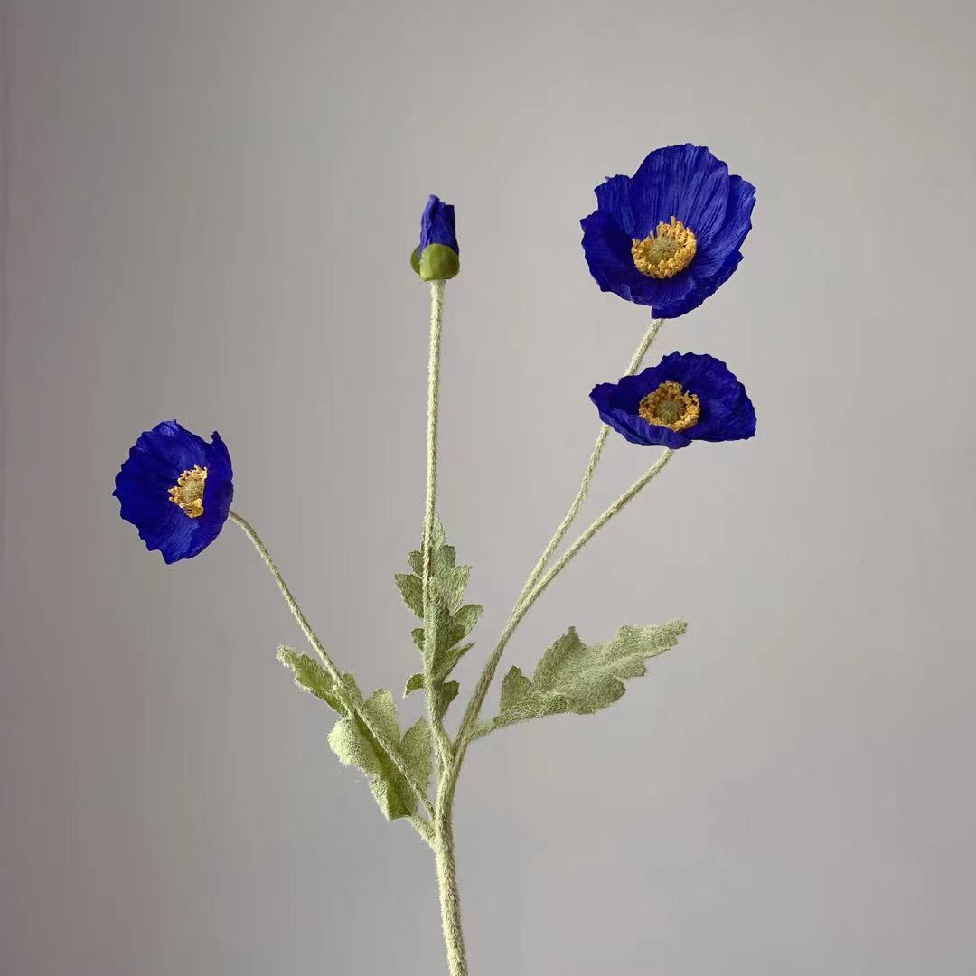 Lifelike Silk Poppy Flower Stem