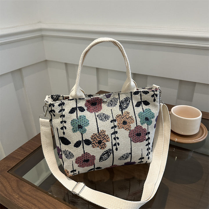 Cute Strawberry Print Canvas Tote Bag