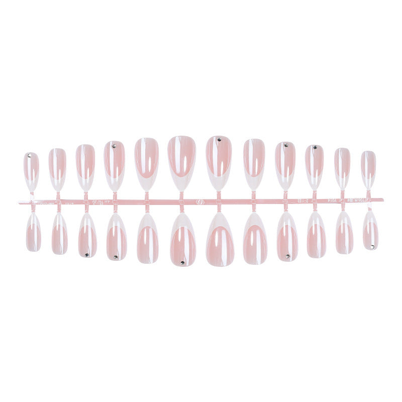 Artificial nail set with elegant French tips and glitter accents Kalsten