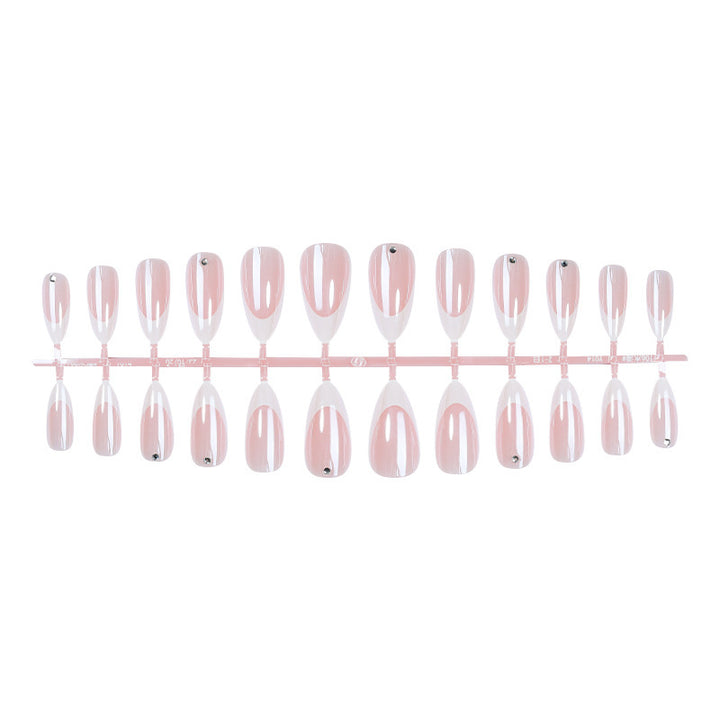 Artificial nail set with elegant French tips and glitter accents Kalsten