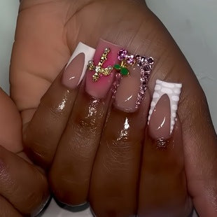 Creative 3D Bow and Pearl Nail Extensions Kalsten