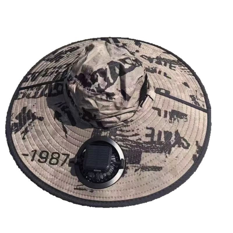 Ventilated outdoor fishing hat with two rechargeable fans, waterproof material and adjustable chin strap Kalsten