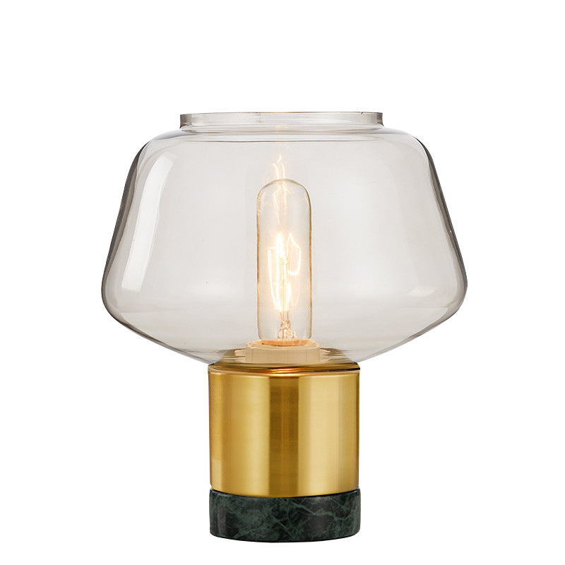 Geometric Glass Table Lamp with Brass and Marble Base