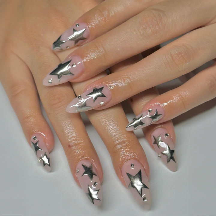 Decorative Press-On Nail Art Set with Star Designs kalsten