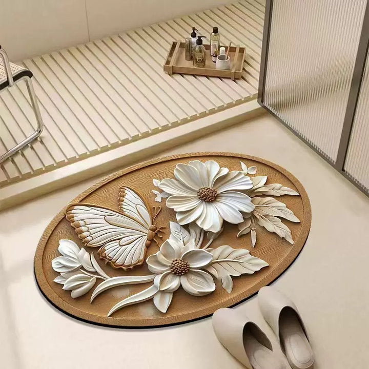 Elegant Butterfly Floral Bath Mat