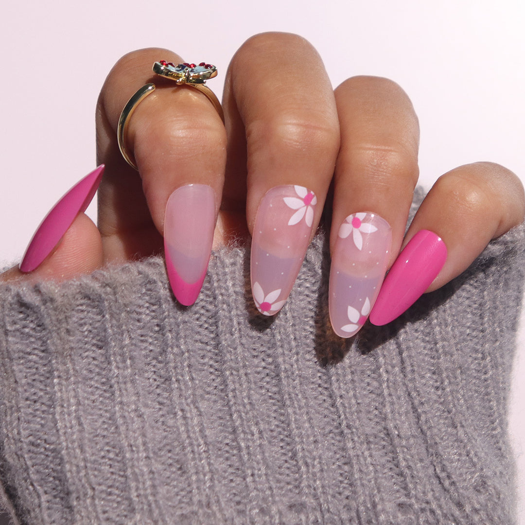 Floral-Patterned Stiletto Press-On Nails Kalsten