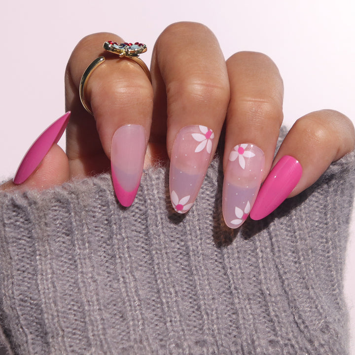 Floral-Patterned Stiletto Press-On Nails Kalsten