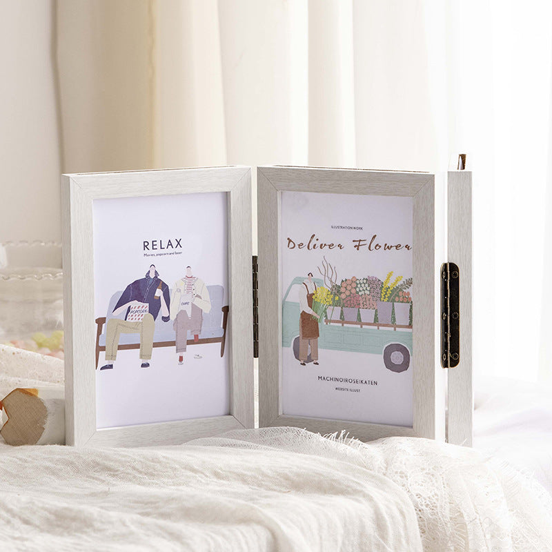 Rustic Twin-Frame Picture Holder for Home Display