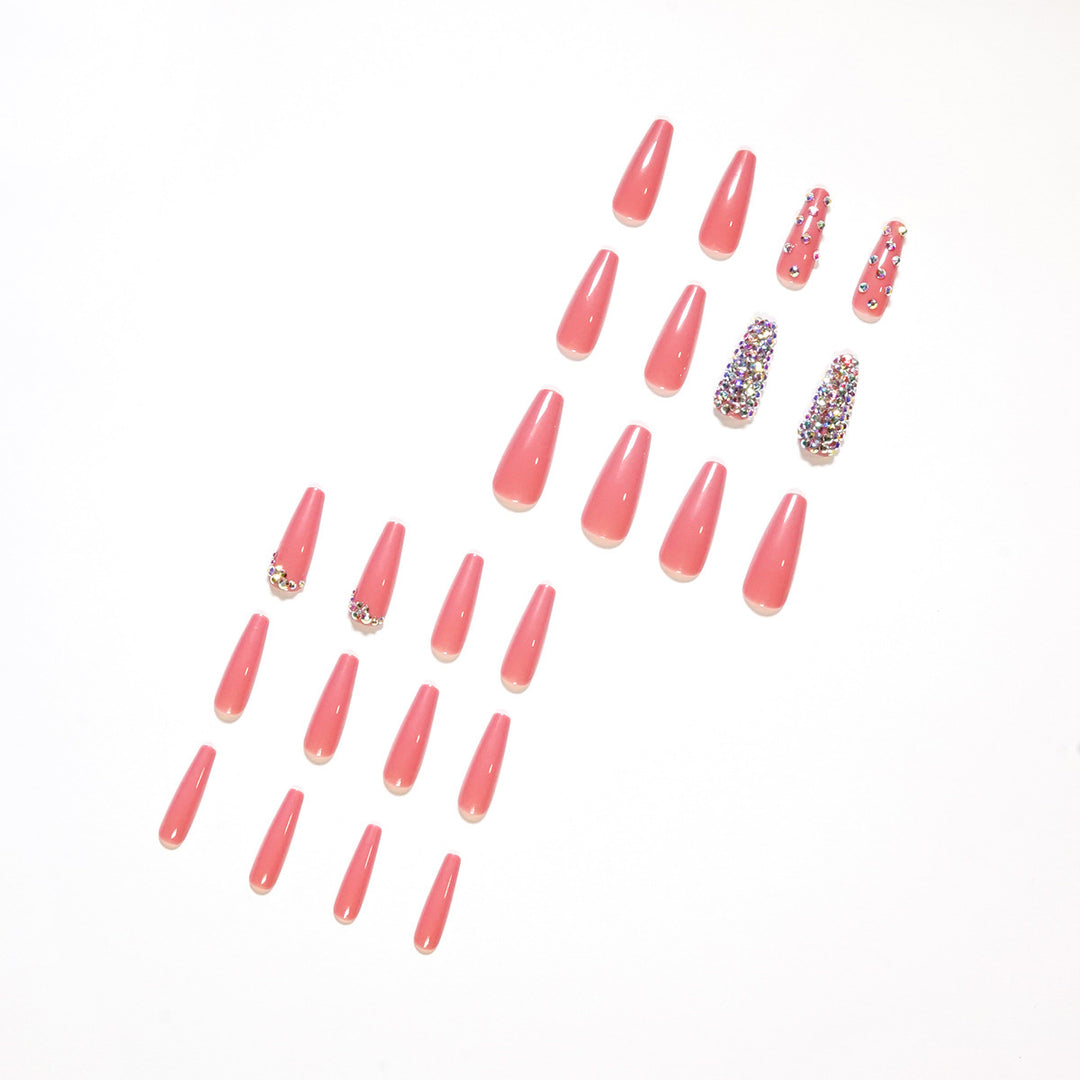 Artful Nail Extensions with Decorative Rhinestone Embellishments Kalsten