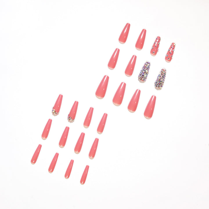 Artful Nail Extensions with Decorative Rhinestone Embellishments Kalsten