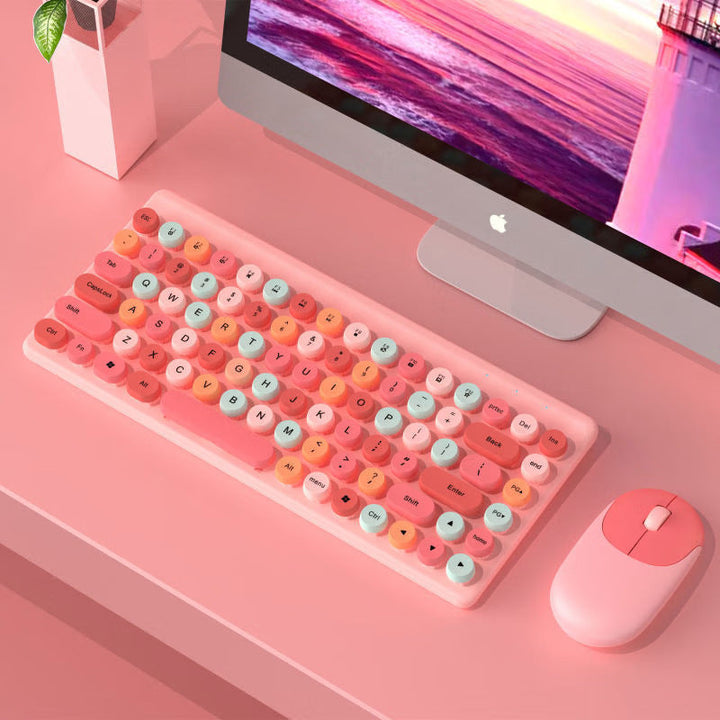 Retro Round-Key Wireless Keyboard and Mouse Set Kalsten
