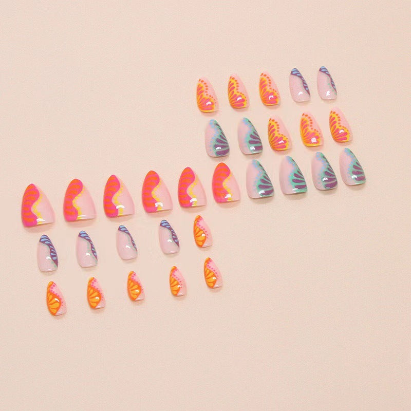 Art nail set with colorful gradient and creative designs Kalsten