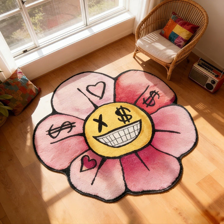 Decorative Emoji Flower Shaped Area Rug