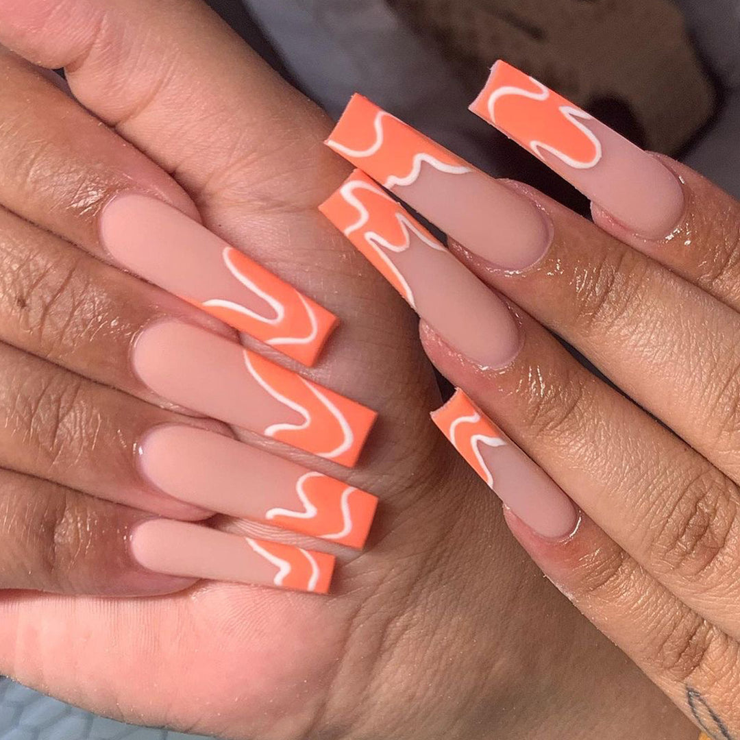 Artful acrylic nails with creative wave design Kalsten