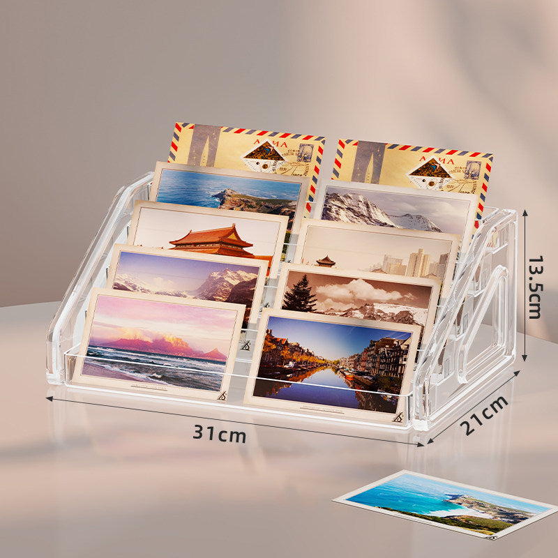 Clear Acrylic Multi-Slot Postcard and Photo Countertop Display Organizer