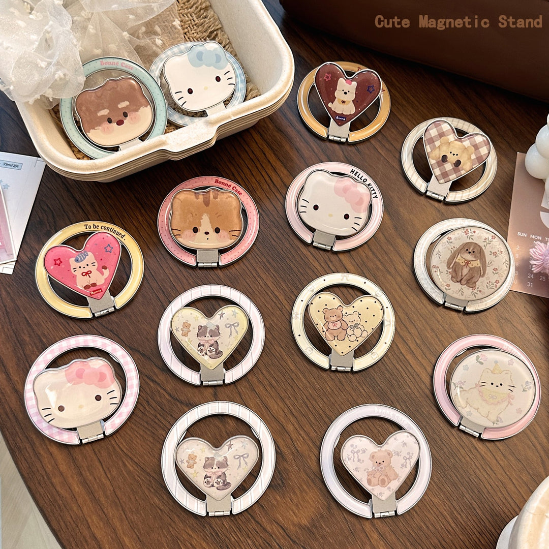 Hand mirror in heart-shaped design with cute bear motif Kalsten
