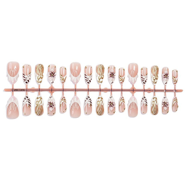 Elegant Floral Themed Press-On Nail Art Kalsten