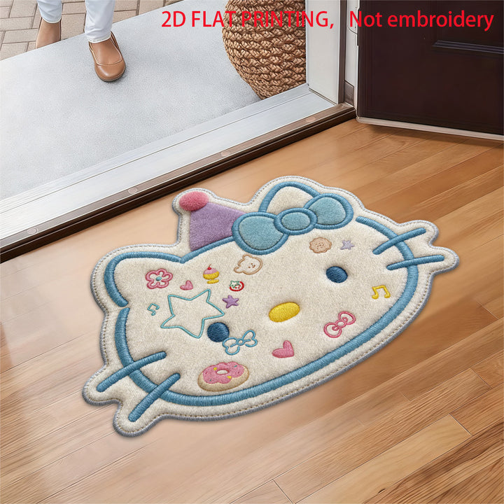 Non-slip leather look bath mat with leopard print