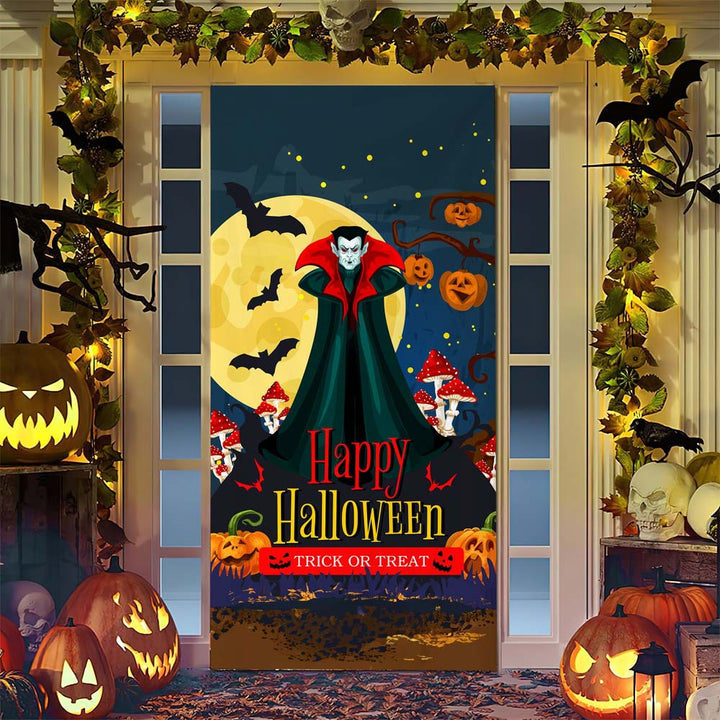 Halloween door poster with large-format Grim Reaper illustration and reusable PVC tarp fabric