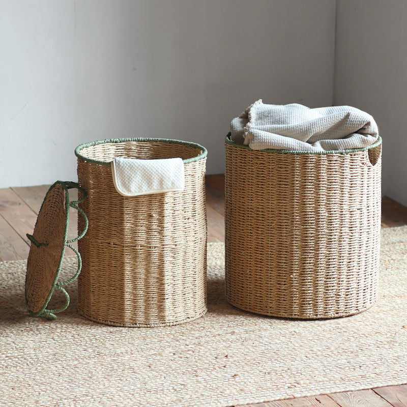 Rustic laundry basket with lid Kalsten