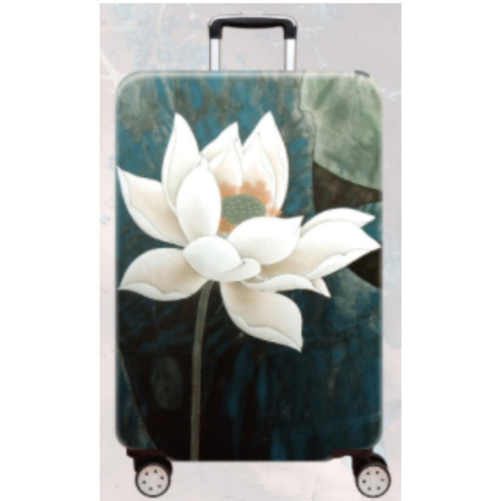 Women's Hard Shell Travel Suitcase with Elegant Lotus Design Kalsten