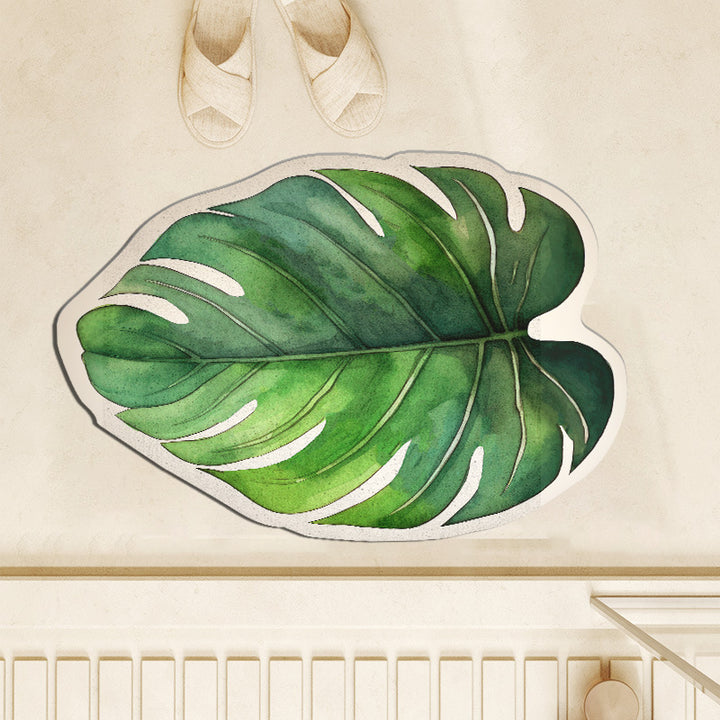Tropical Leaf Shaped Bath Mat