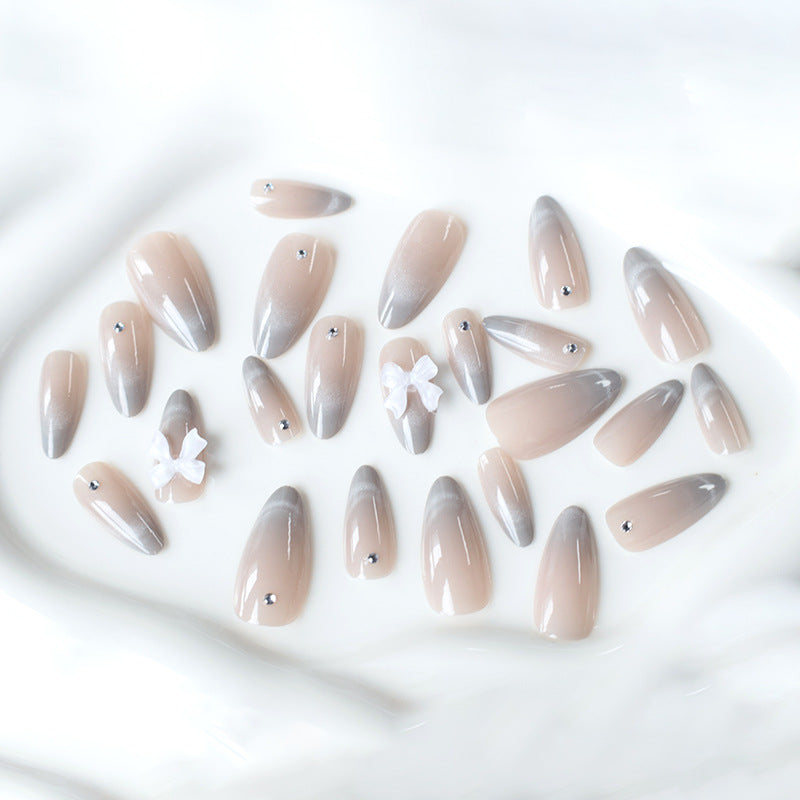 Elegant Rhinestone and Bow Nail Art Extensions Kalsten