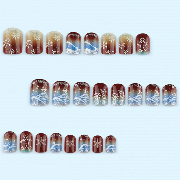 Artificial nails with festive snowflake and gingerbread motif Kalsten