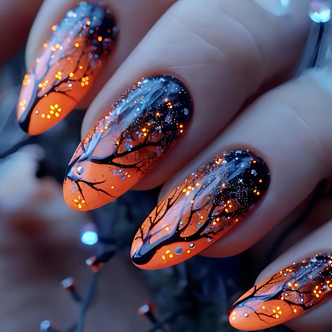 Art nails with creative autumn tree design Kalsten