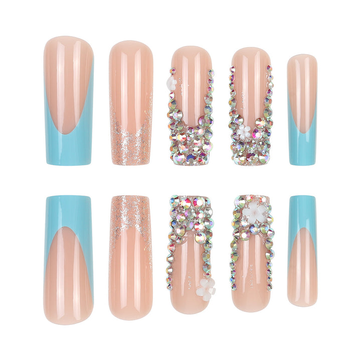Decorative Stiletto Nail Set with Rhinestone Accented Design Kalsten