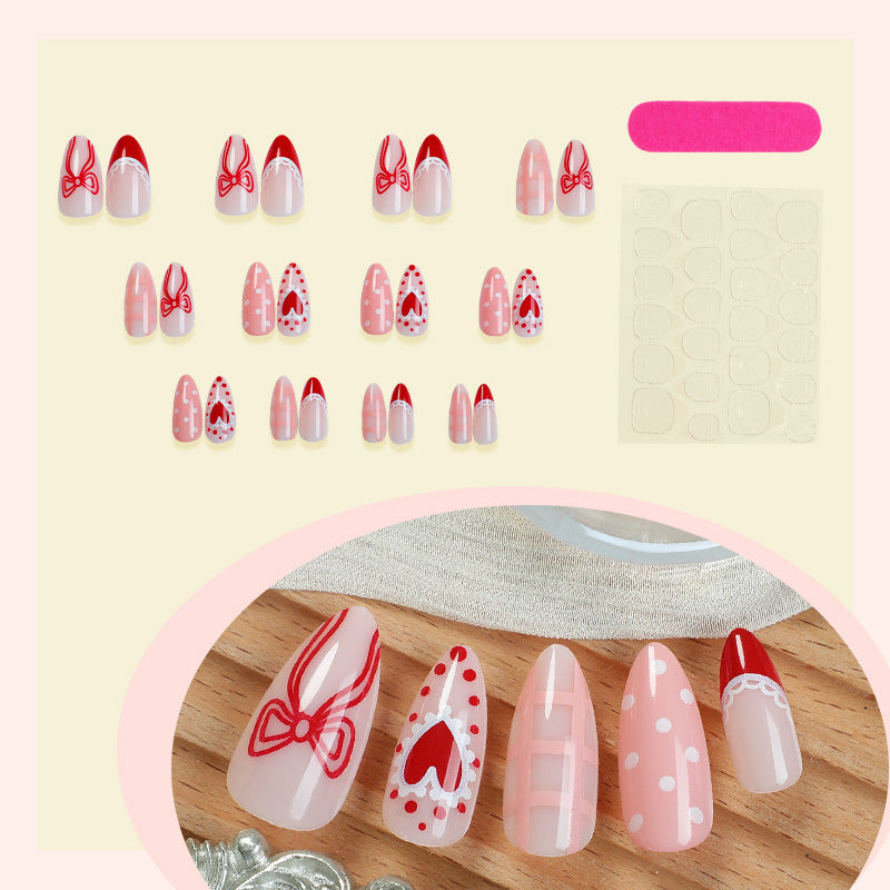 Creative Nail Art Set with Romantic Bow, Heart, and Dot Designs Kalsten