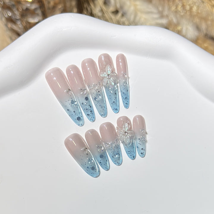 Ombre Floral Press-On Nail Art Set Kalsten